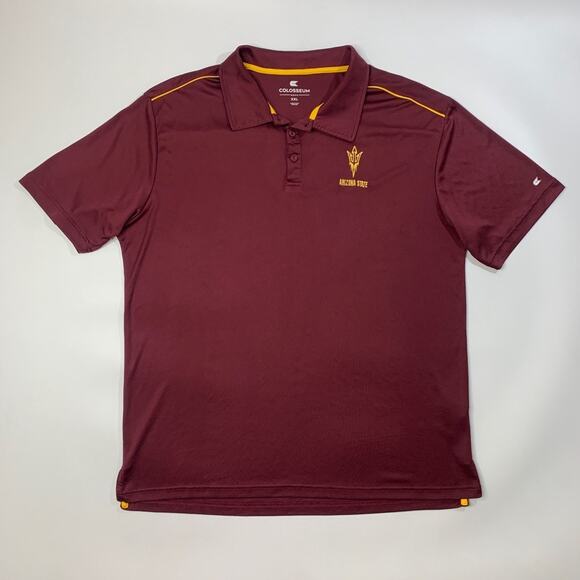 Arizona State Sun Devils Polo Shirt Mens 2XL XXL Maroon Gold Golf Colosseum ASU - Picture 2 of 11